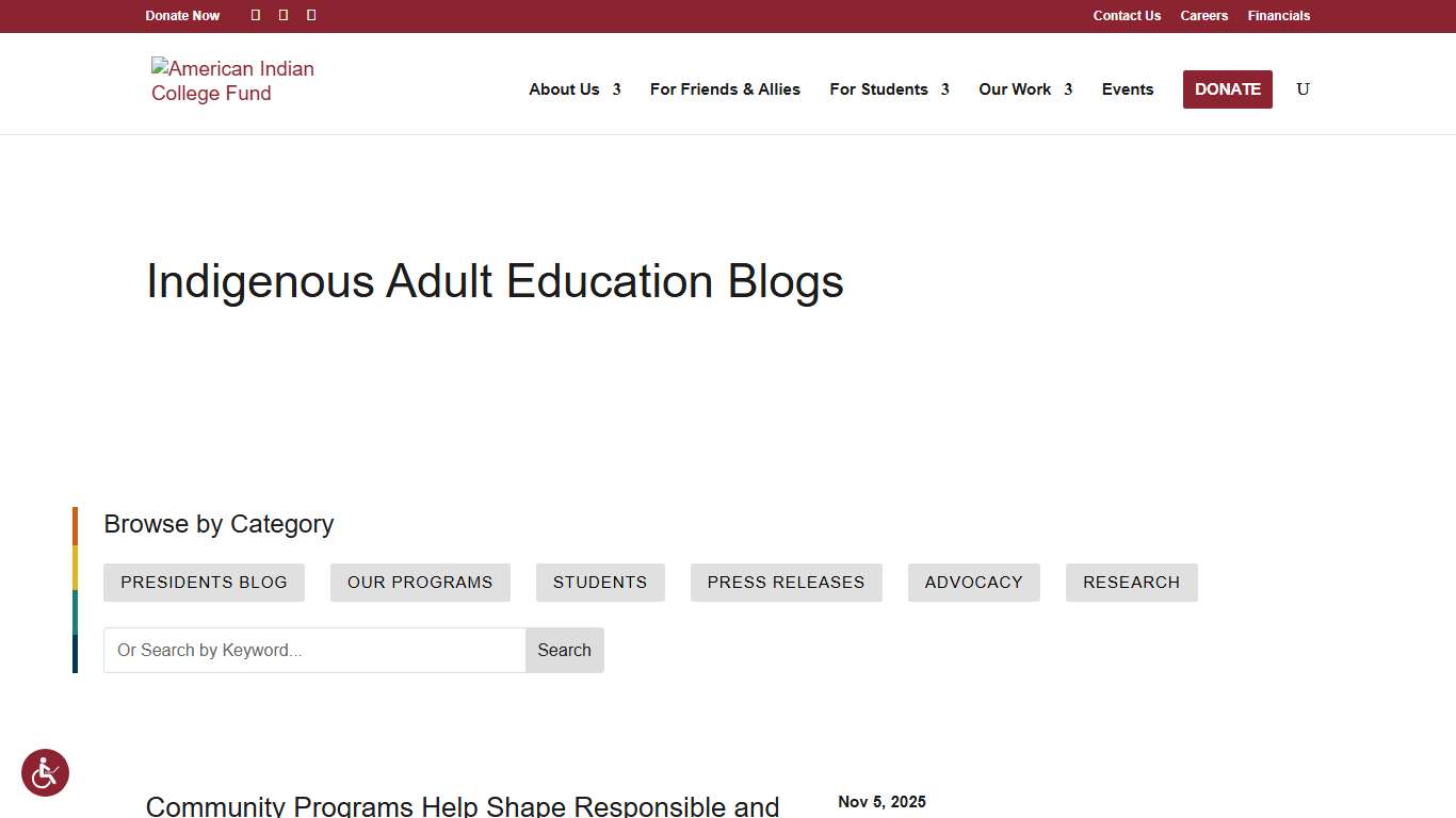 Indigenous Adult Education American Indian College Fund